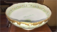 T & V France porcelain daisy punch bowl with gold