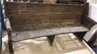 6 foot solid wood porch bench with three legs and