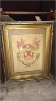 Hand painted coat of arms and framed for the name