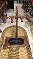Walnut umbrella stand with a cast-iron insert in
