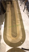 Green and gold braided runner, 103 x 27, (863)