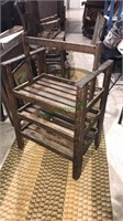 Unusual three shelf side rack or table with a