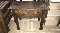 Nicely carved side table with one drawer, 19 23 x