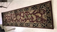 Burgundy wool runner rug, 96 x 29, (1062)