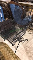 Black metal spring rocking chair for outdoors