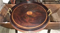 Beautiful crotch mahogany serving tray with