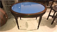 Mahogany oval glass top table with the nicely
