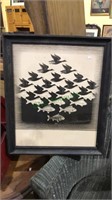 MCE Framed print of carp and geese flying, 2327,