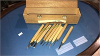 Nine piece set of wood carving tools about 5 1/2
