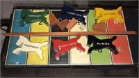 Vintage horse track racing game with six wooden
