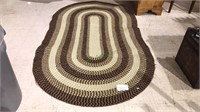 Brown and beige braided rug, 100 x 57, (863)