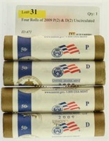 Four Rolls of 2009 P(2) & D(2) Uncirculated Rolls