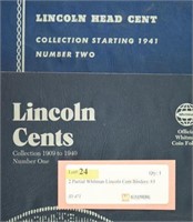 2 Partial Whitman Lincoln Cent Binders: #1 1909