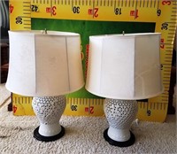100 - PATTERNED SHADED PAIR DESK LAMPS