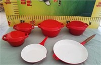 100 - SET OF RED DANISH MADE COOKERY