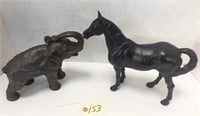 CAST IRON ELEPHANT & HORSE