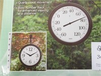 Springfield Dual Sided Outdoor Thermometer & Clock