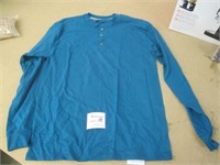 Hanes Long-Sleeve Beefy Henley Shirt Size M