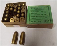 Box of WWII French made .45 caliber bullets.