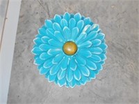 Teal and Yellow Metal Flower Wall Hanging Decor