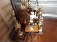 Lot of Golf and Baseball Trophies