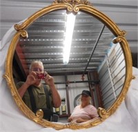 Round Gold Framed Mirror 30"Wide 31 1/2"Tall