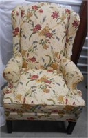 Multi Colored Wingback Chair with Slight Arm Wear