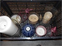 Lot of Candle Holders with 2 Metal Birdcage Holder