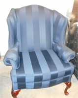 Nave Blue Striped Wide Wingback Chair 43"Tall