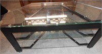 Black Metal and Glass TV Stand 42"Long, 20"Tall, &