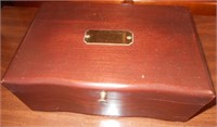 Wood Jewelry Box and Contents 11" x 7" x 4 1/2"