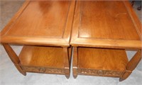 2 Wood Side Tables with Bottom Single Drawer