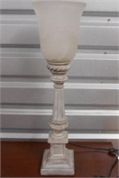 Resin White Wash Lamp with Glass Shade 26 1/2"Tall