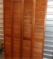 2 Wood Slat Panel Folding Doors 78"Tall & 23 3/4"W