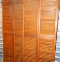 2 Wide Wood Slat Panel Folding Doors 79 1/4"Tall &