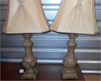 2 Resin Lamps 31 1/2" Tall with Shades