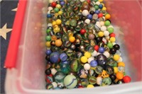 Small Tote of Various sized Marbles