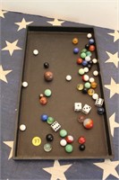 Tray of Vintage Marbles