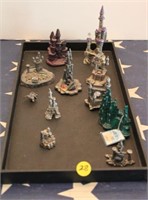 Tray of Pewter Castles Figurines