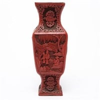 Chinese Cinnabar Lacquer Vase, Carved