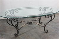 Oval Glass Top Wrought Iron Coffee Table