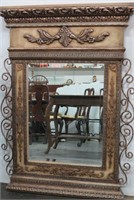 Ornate Bevel Mirror with Metal Scroll Sides