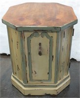 Octagon Shabby Chic End Table with Cabinet