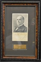 President  William McKinley Cut Autograph w/ COA