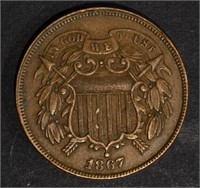1867 2 CENT PIECE AU