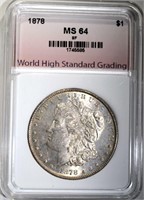 1878 8F MORGAN DOLLAR, WHSG CH/GEM BU