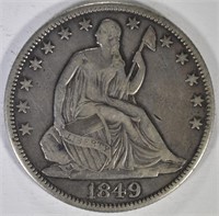 1849 SEATED HALF DOLLAR, VF