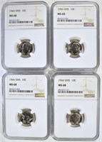 4 - 1966 SMS ROOSEVELT DIMES NGC