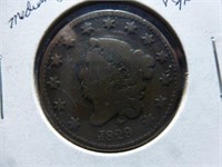 1829 - US Large One Cent Coin - Coronet