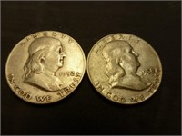 2pc US Franklin Half Dollars - 1952 & 1958